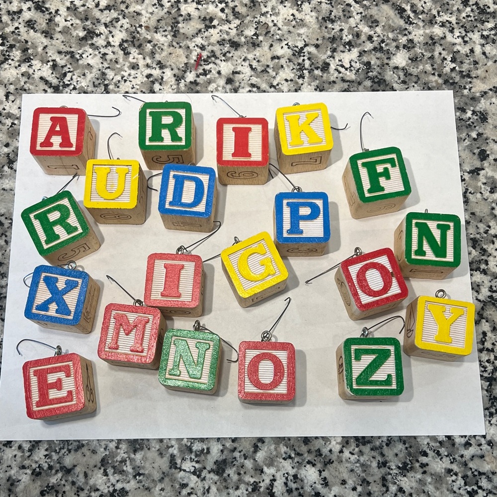 Alphabet Wooden Block Ornaments‎ Christmas Decor Children’s Toys